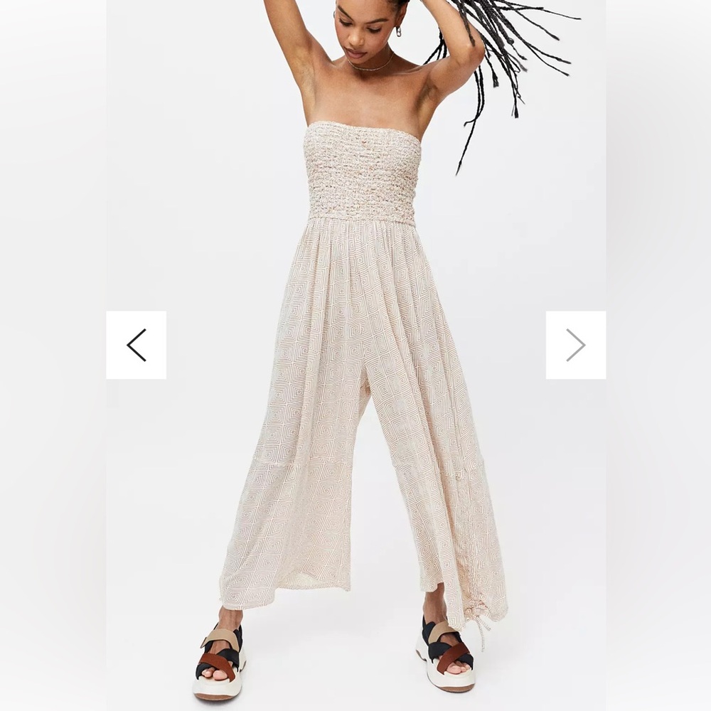 Urban Outfitters Out From Under Makena Smocked Strapless Jumpsuit Size Small